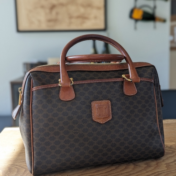 🍋✨ Celine Paris Brown Macadam Coated Canvas and Leather Handbag - Picture 10 of 13